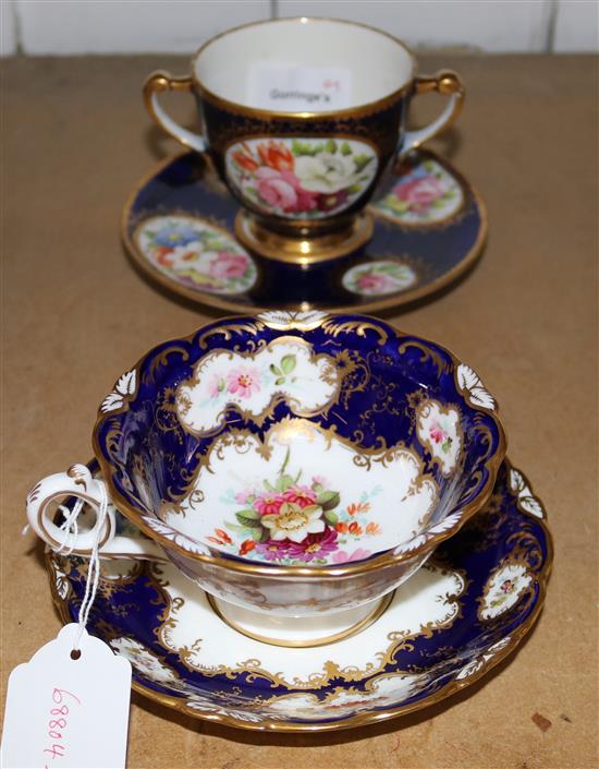 Coalport 2 handled floral cup and stand and similar cup and saucer